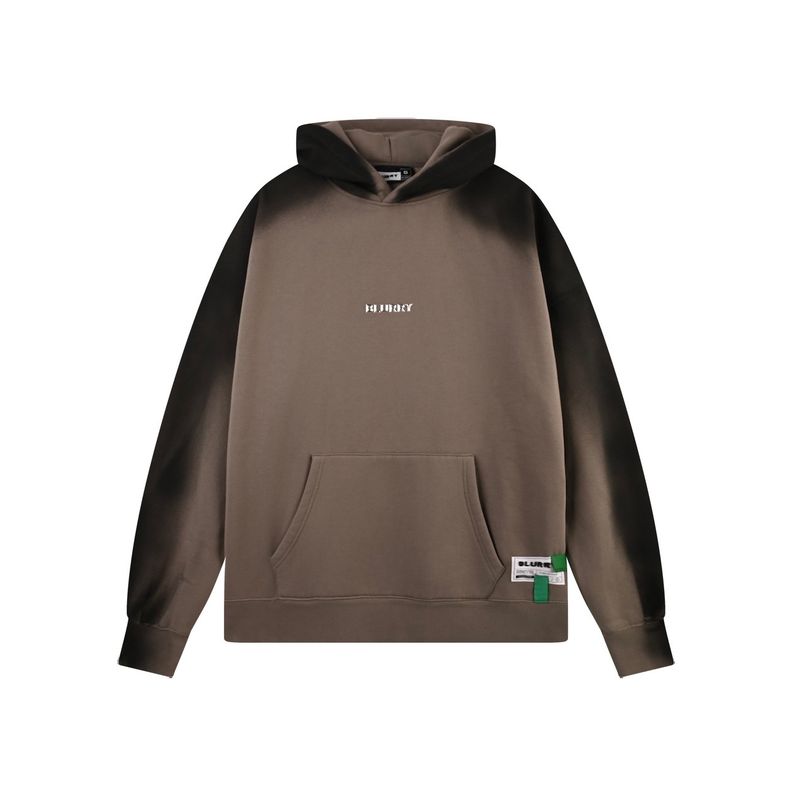 Theblurry Brown Acid-Wash Hoodie With Spray Effect ( Unisex )