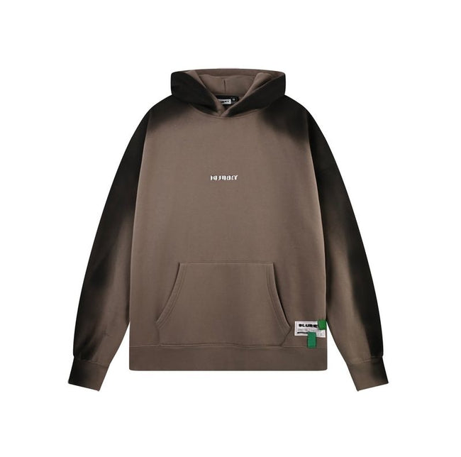 Theblurry Brown Acid-Wash Hoodie With Spray Effect ( Unisex )