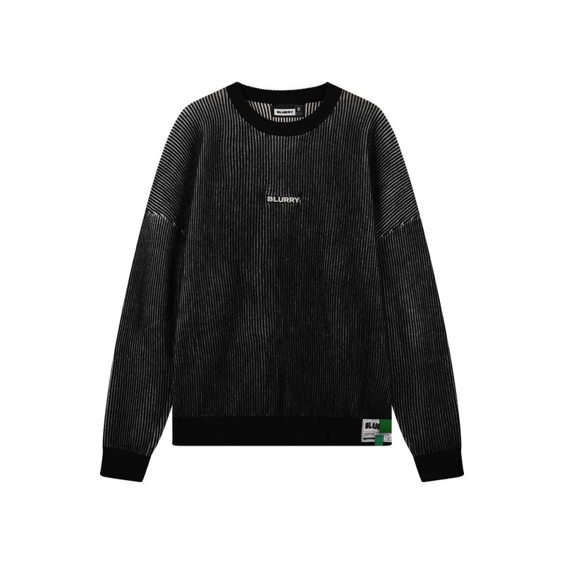 Theblurry Black and White Knitted Sweater With B-Logo ( Unisex )