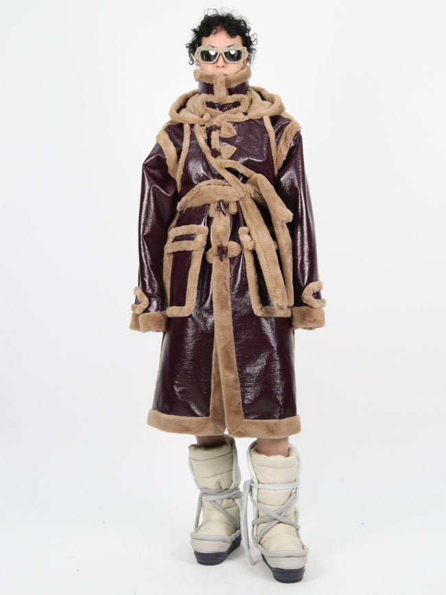 OTTOLINGER FAUX SHEARLING WRAP VEST DUFFLE COAT