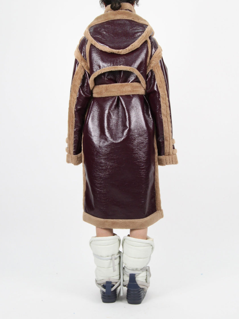 OTTOLINGER FAUX SHEARLING WRAP VEST DUFFLE COAT