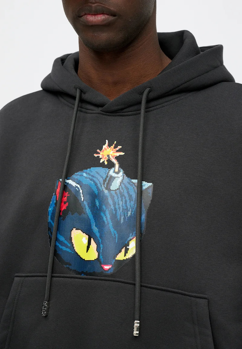 GCDS Kittho Pixel Printed Hoodie Grey