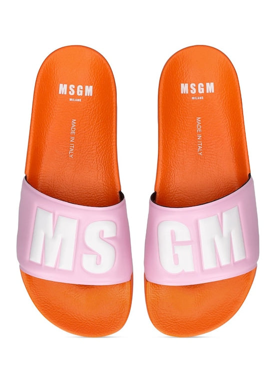 MSGM WOMAN'S ORANGE AND PINK SLIDE