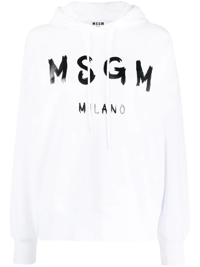 MSGM Logo print drawstring hoodie