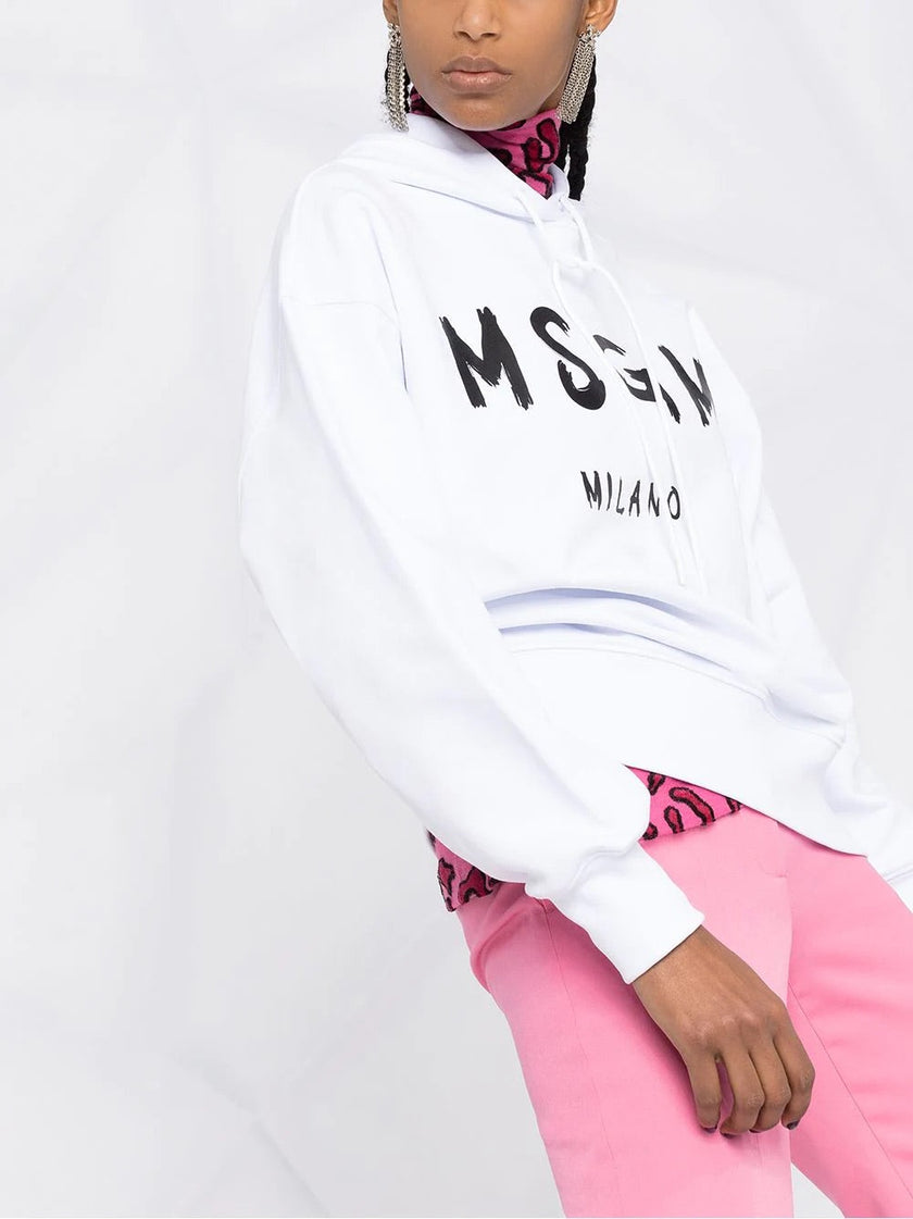 MSGM Logo print drawstring hoodie