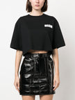 MSGM Logo-print cropped T-shirt