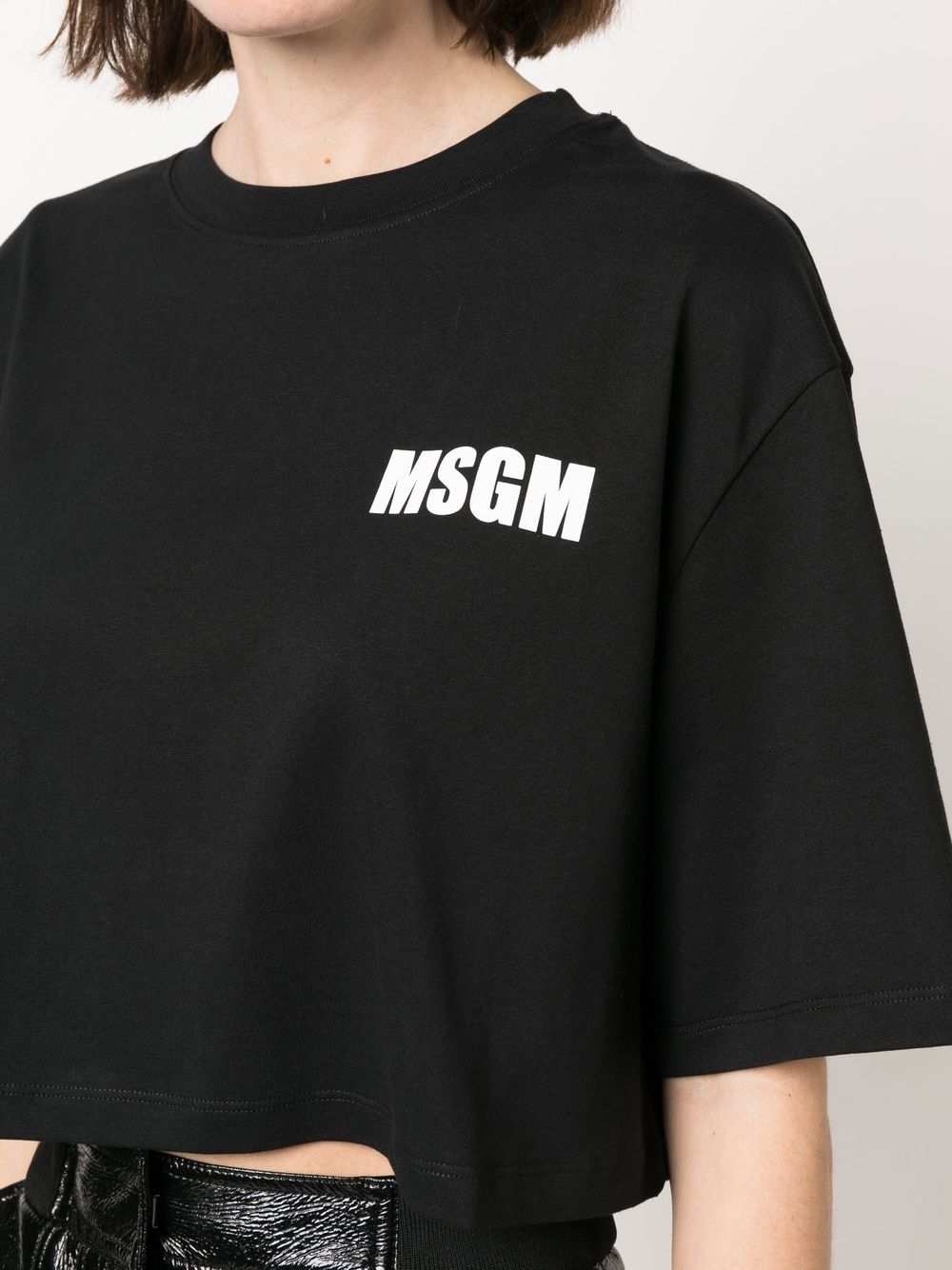 MSGM Logo-print cropped T-shirt