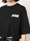 MSGM Logo-print cropped T-shirt