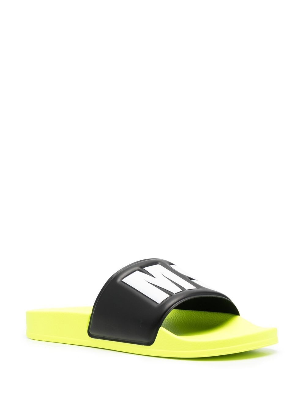 MSGM MEN'S NEON YELLOW AND BLACK SLIDE