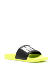 MSGM MEN'S NEON YELLOW AND BLACK SLIDE