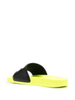 MSGM MEN'S NEON YELLOW AND BLACK SLIDE