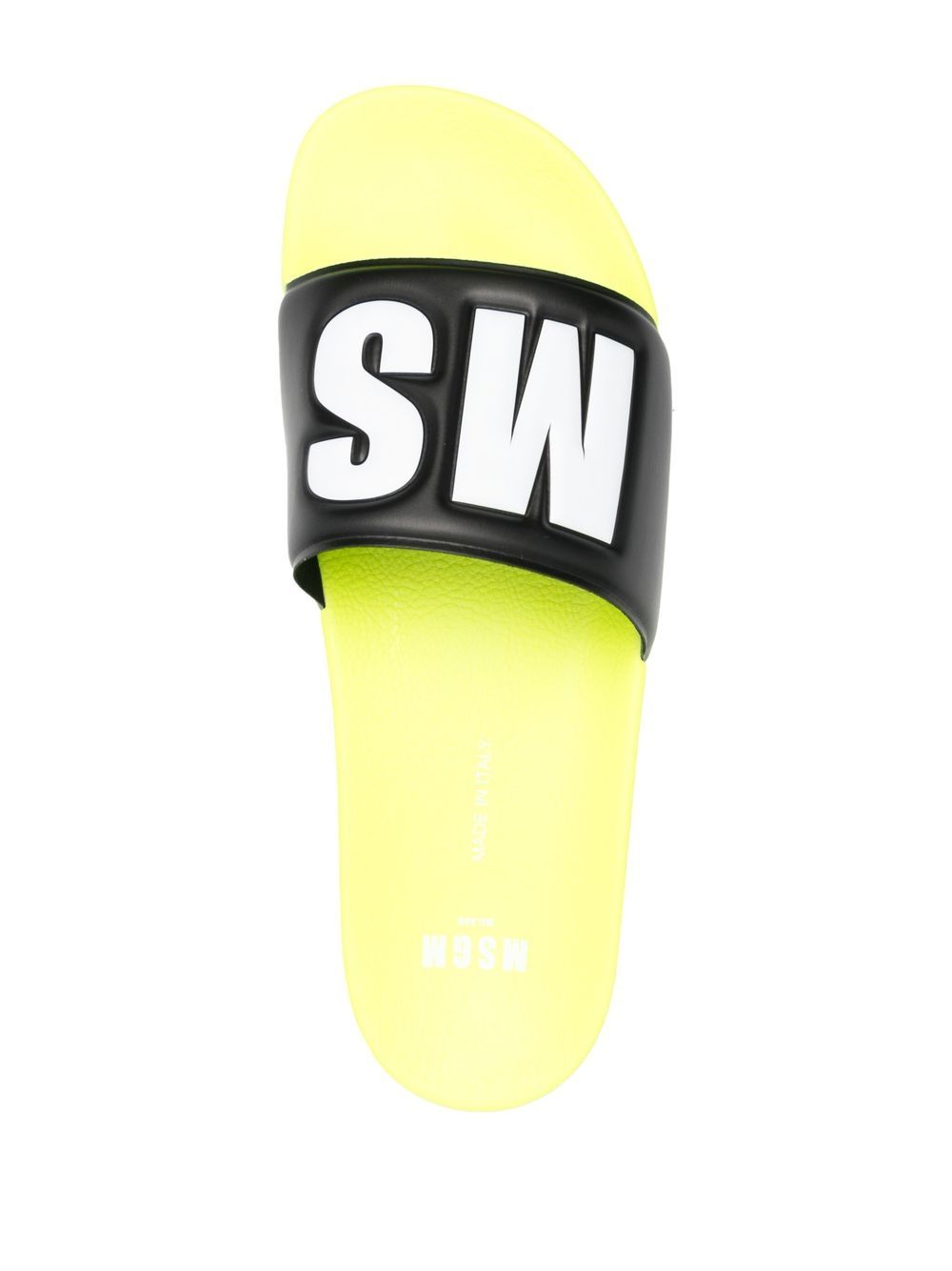 MSGM MEN'S NEON YELLOW AND BLACK SLIDE