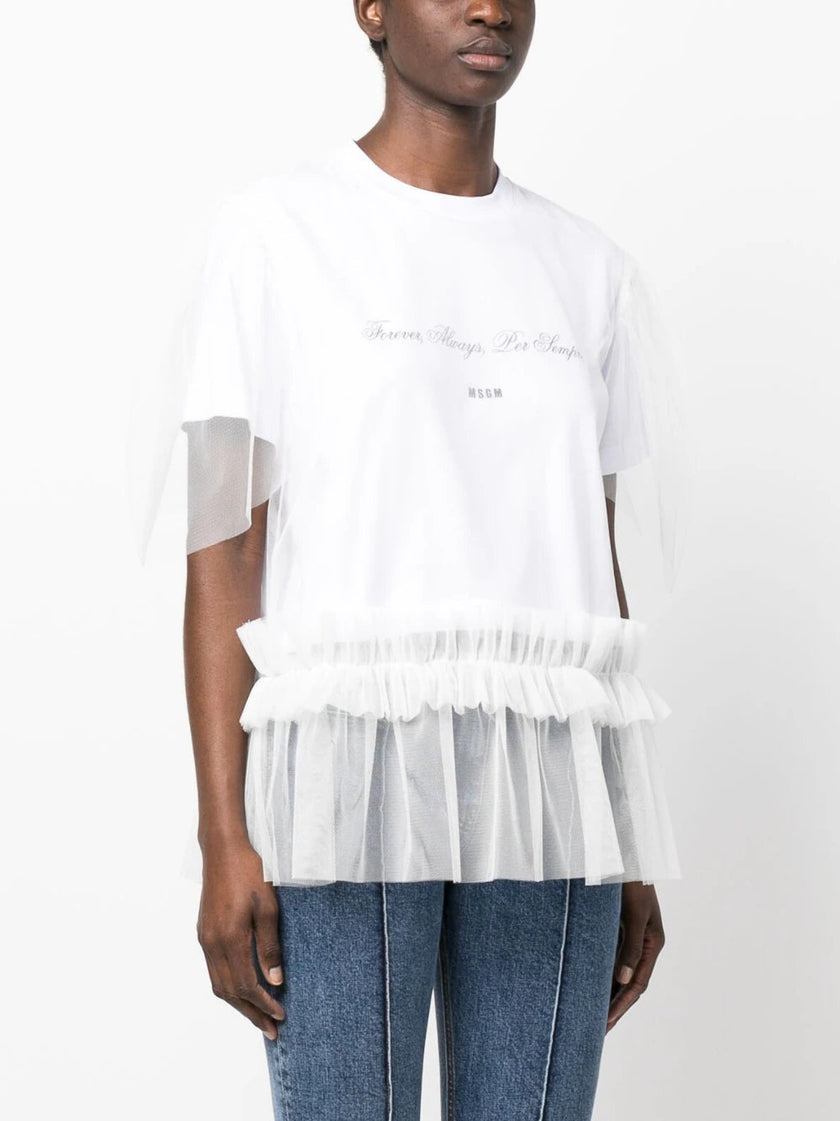 MSGM WOMAN'S OPTICAL WHITE T-SHIRT