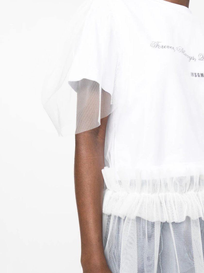 MSGM WOMAN'S OPTICAL WHITE T-SHIRT
