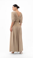 En&Ay Long vibrant beige dress with waist ties