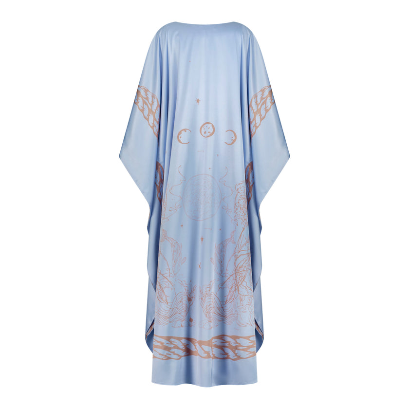 En&Ay Scarf Style Printed dress misty blue