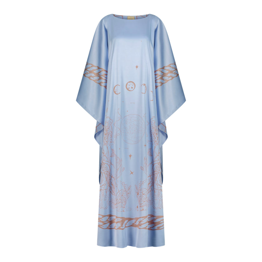 En&Ay Scarf Style Printed dress misty blue
