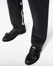 GCDS BLACK MULTI LACE BUCKLE DERBY SHOES