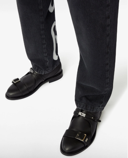 GCDS BLACK MULTI LACE BUCKLE DERBY SHOES