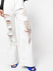 MSGM MID-RISE BOOTCUT WHITE JEANS