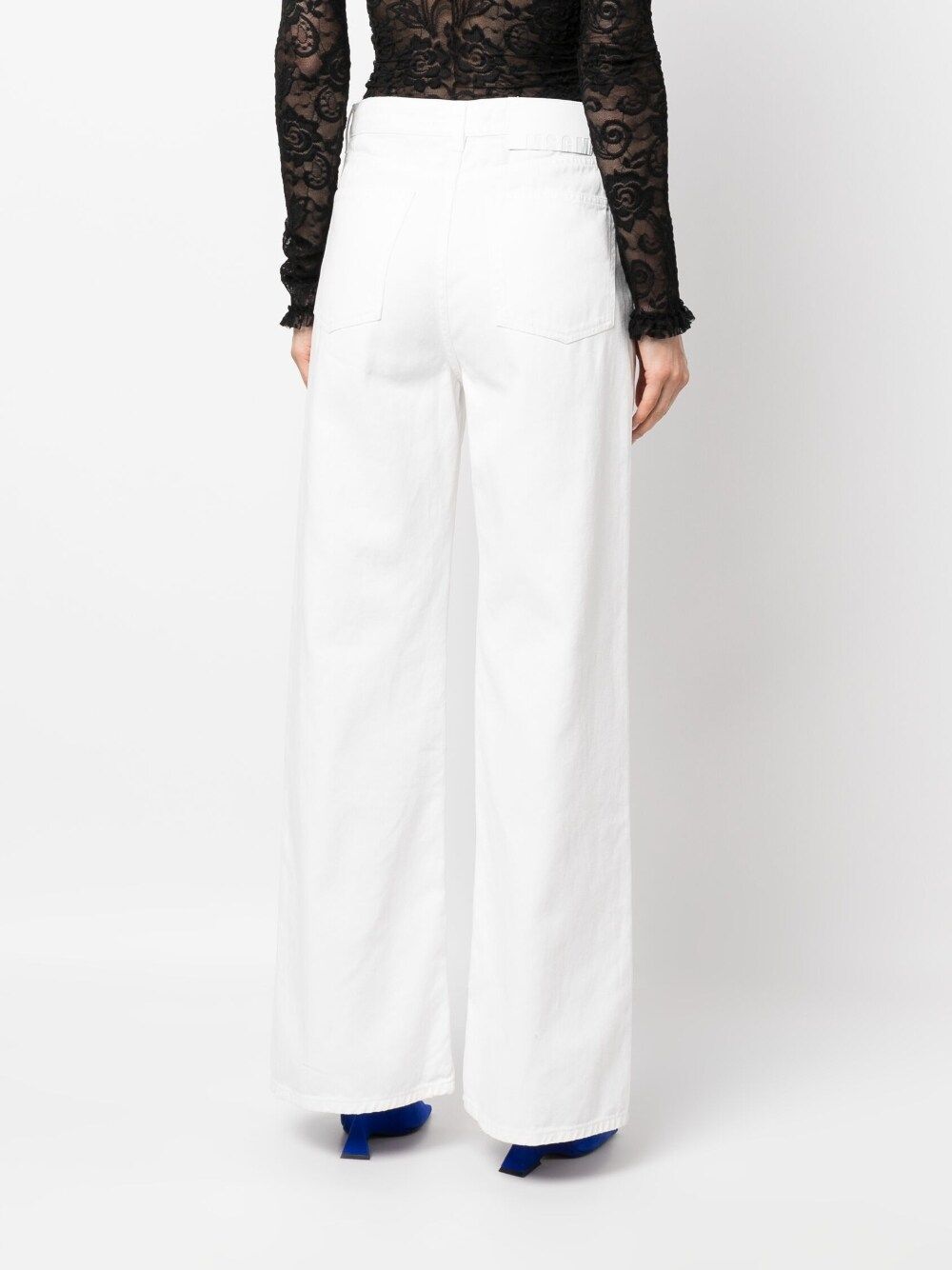 MSGM MID-RISE BOOTCUT WHITE JEANS