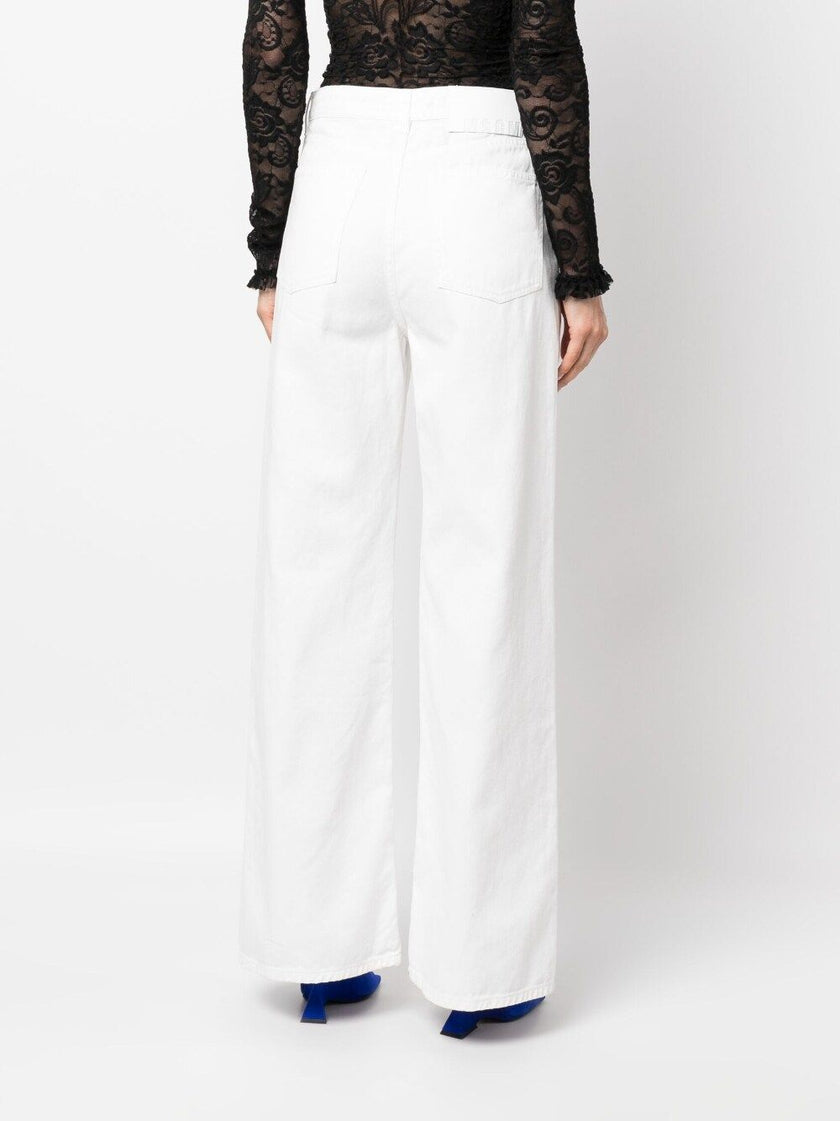 MSGM MID-RISE BOOTCUT WHITE JEANS