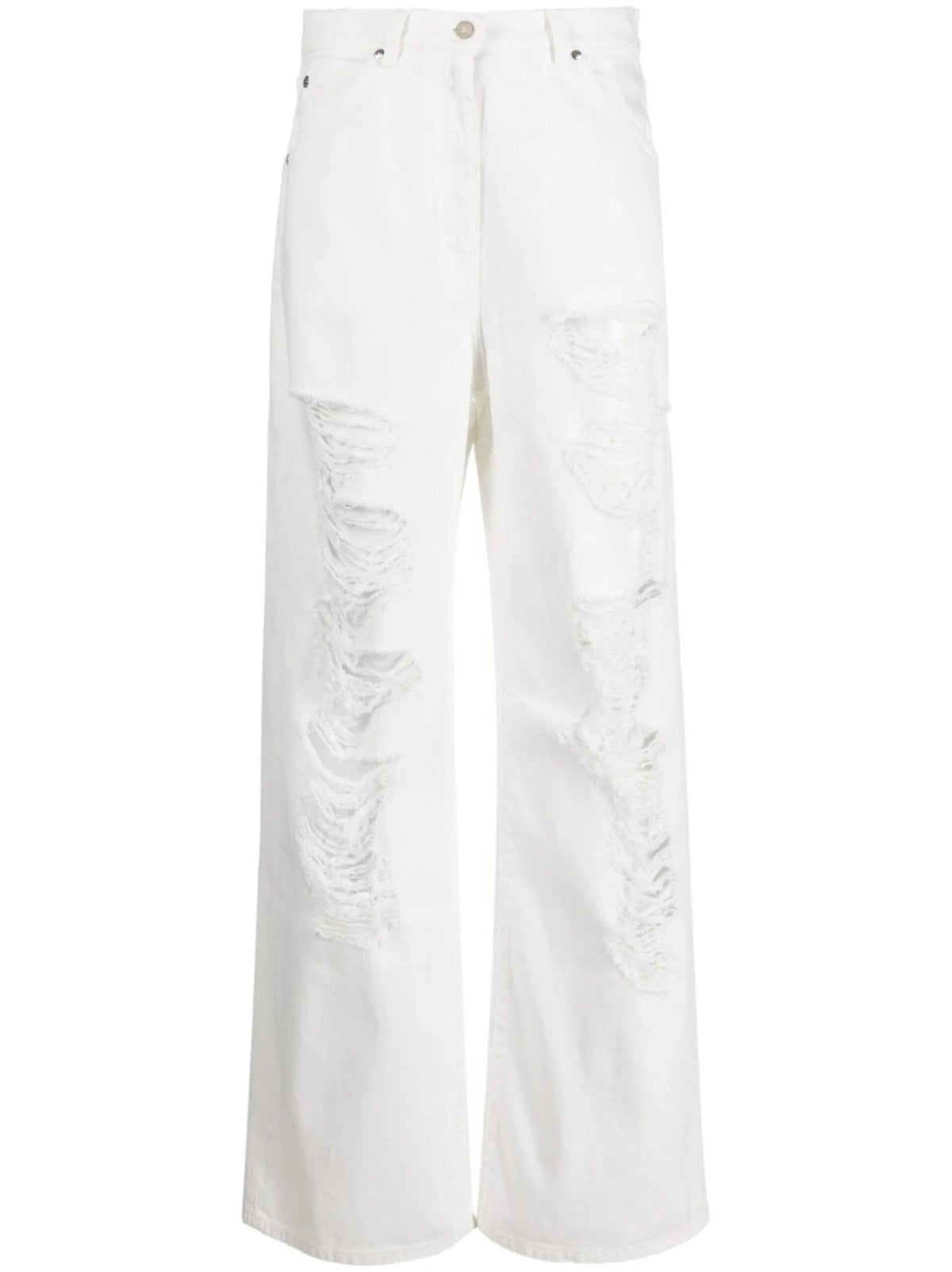 MSGM MID-RISE BOOTCUT WHITE JEANS