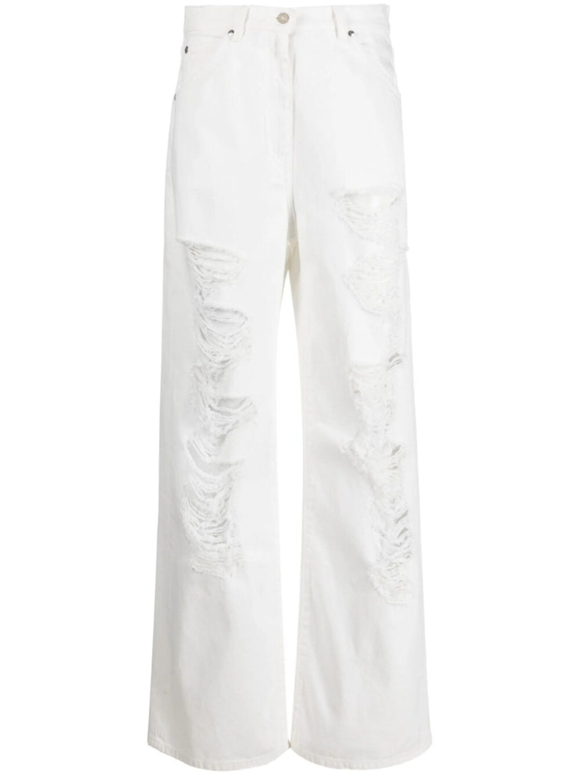 MSGM MID-RISE BOOTCUT WHITE JEANS