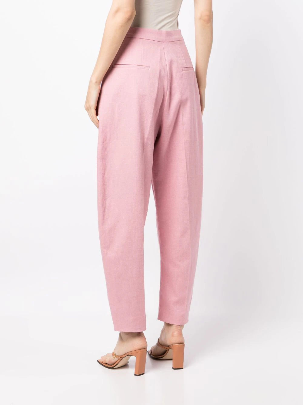 ANOUKI PINK LINEN HIGH WAISTED WIDE LEG PANTS