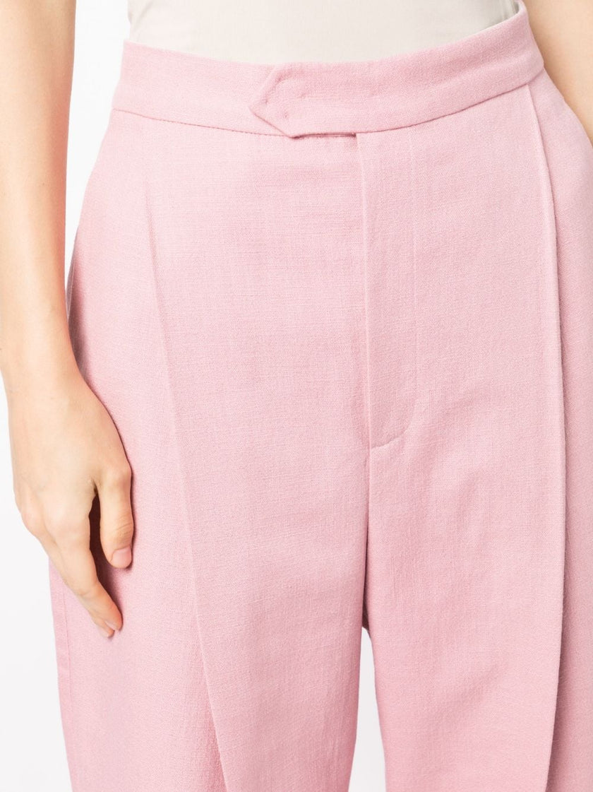 ANOUKI PINK LINEN HIGH WAISTED WIDE LEG PANTS