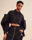 BESFXXK BLACK WAVY BOMBER SKIRTS