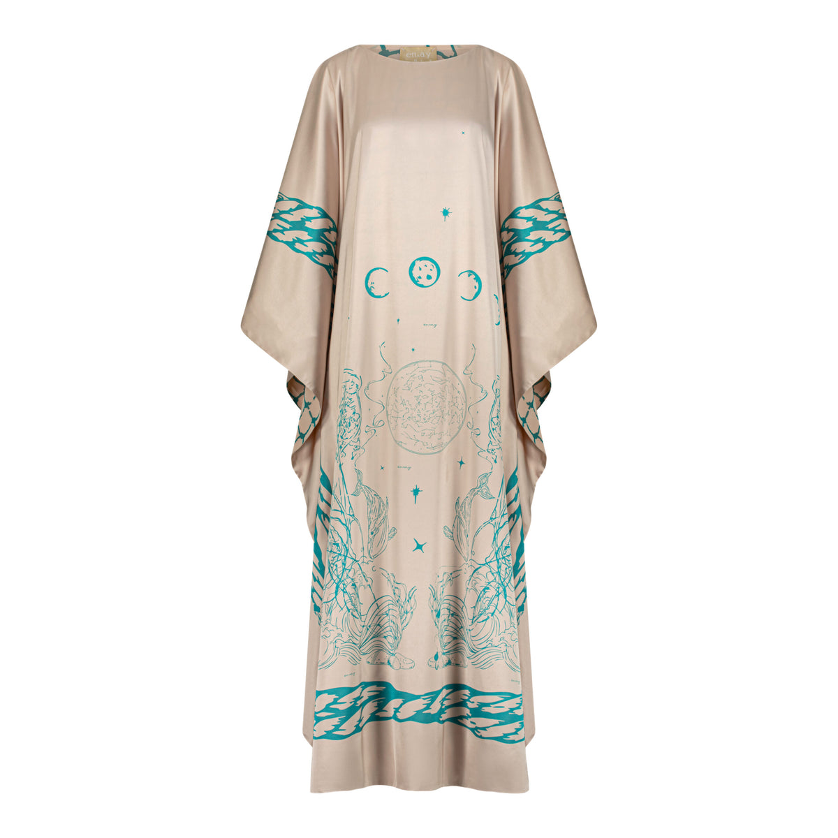 En&Ay Scarf Style Printed dress beige