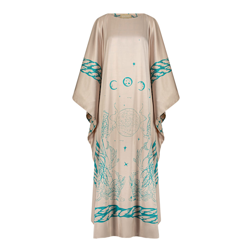 En&Ay Scarf Style Printed dress beige