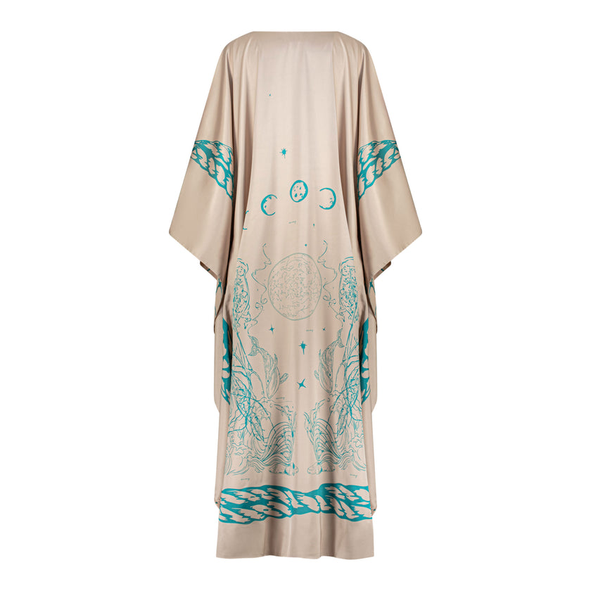 En&Ay Scarf Style Printed dress beige