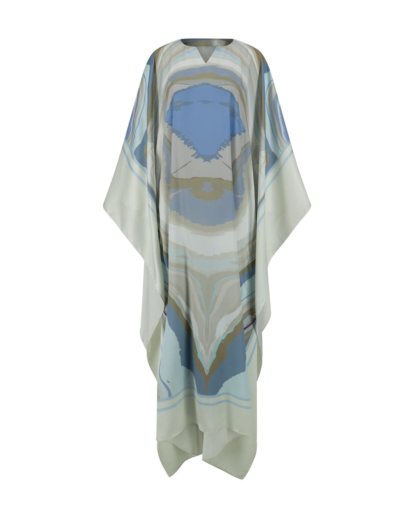 En&Ay Scarf Style Printed dress skyblue