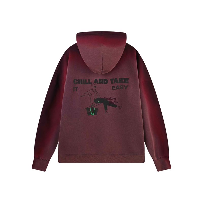 Theblurry Purple Acid-Wash Hoodie With Spray Effect (Unisex)