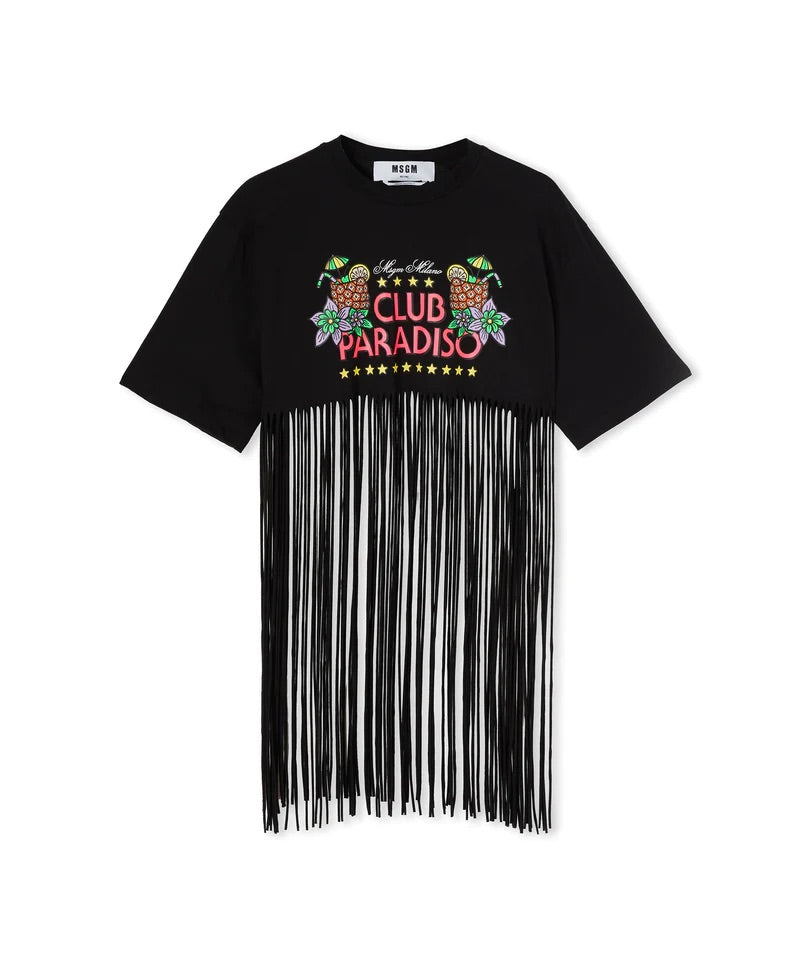 MSGM Graphic-print frayed T-Shirt