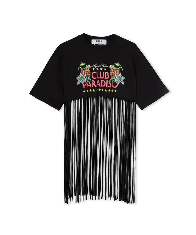MSGM Graphic-print frayed T-Shirt
