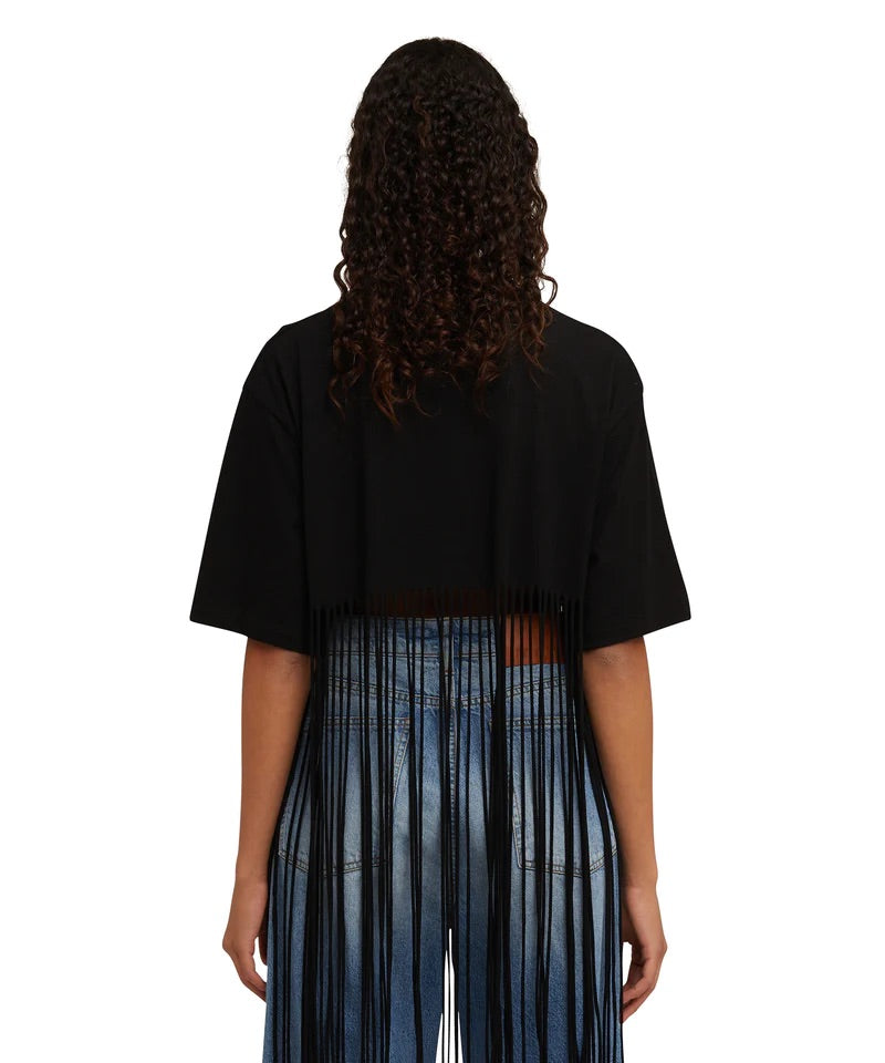 MSGM Graphic-print frayed T-Shirt