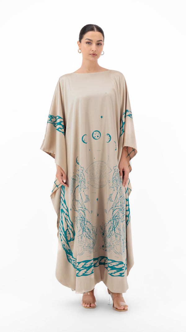 En&Ay Scarf Style Printed dress beige