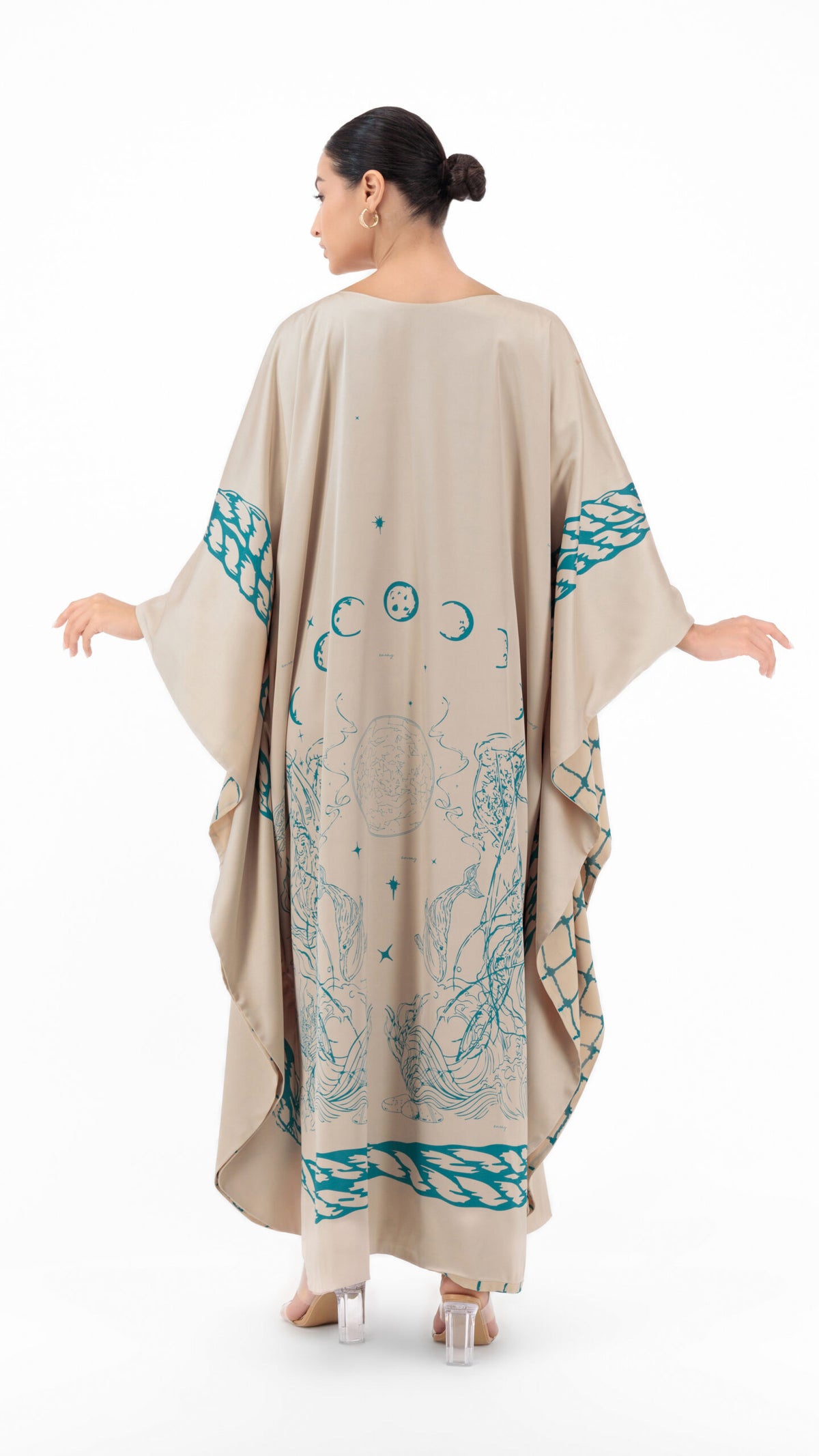 En&Ay Scarf Style Printed dress beige