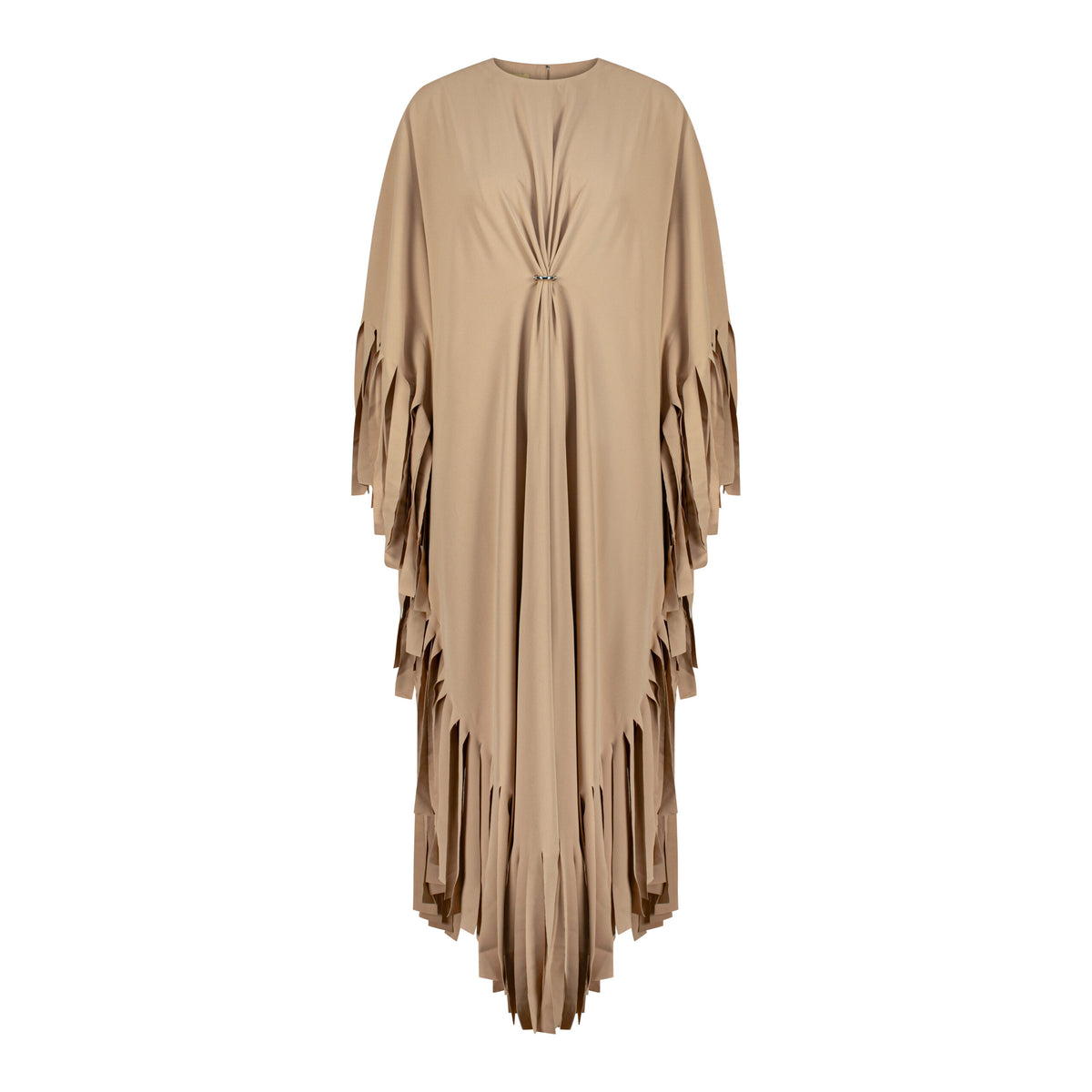 En&Ay Striped Fringe Dress beige