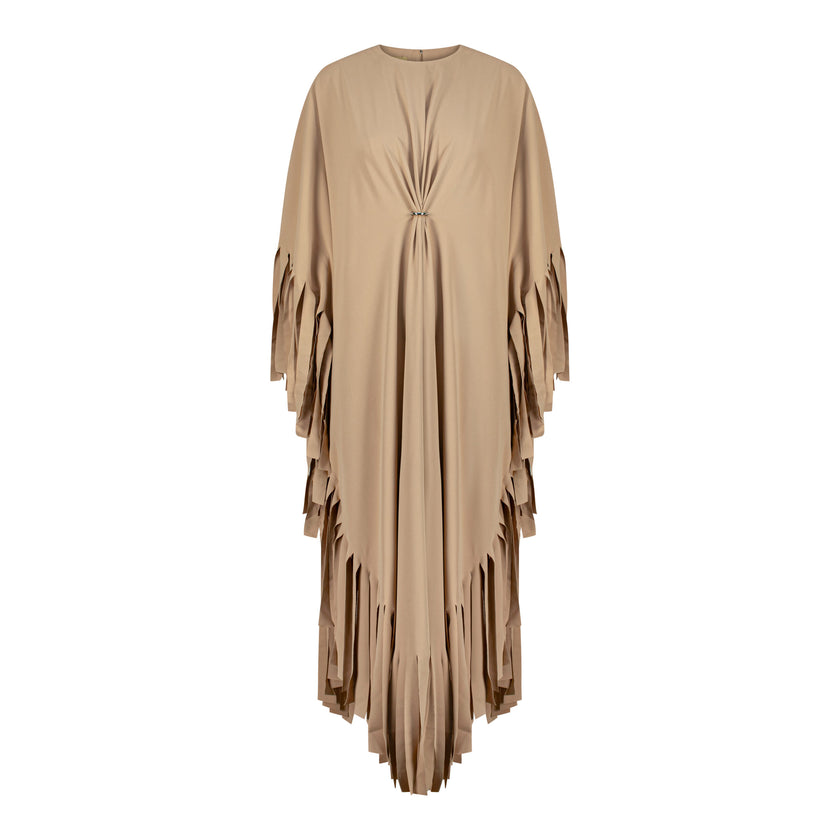 En&Ay Striped Fringe Dress beige