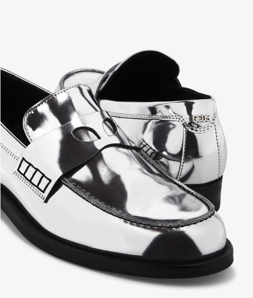GCDS SILVER WIRDO MIRROR LOAFERS