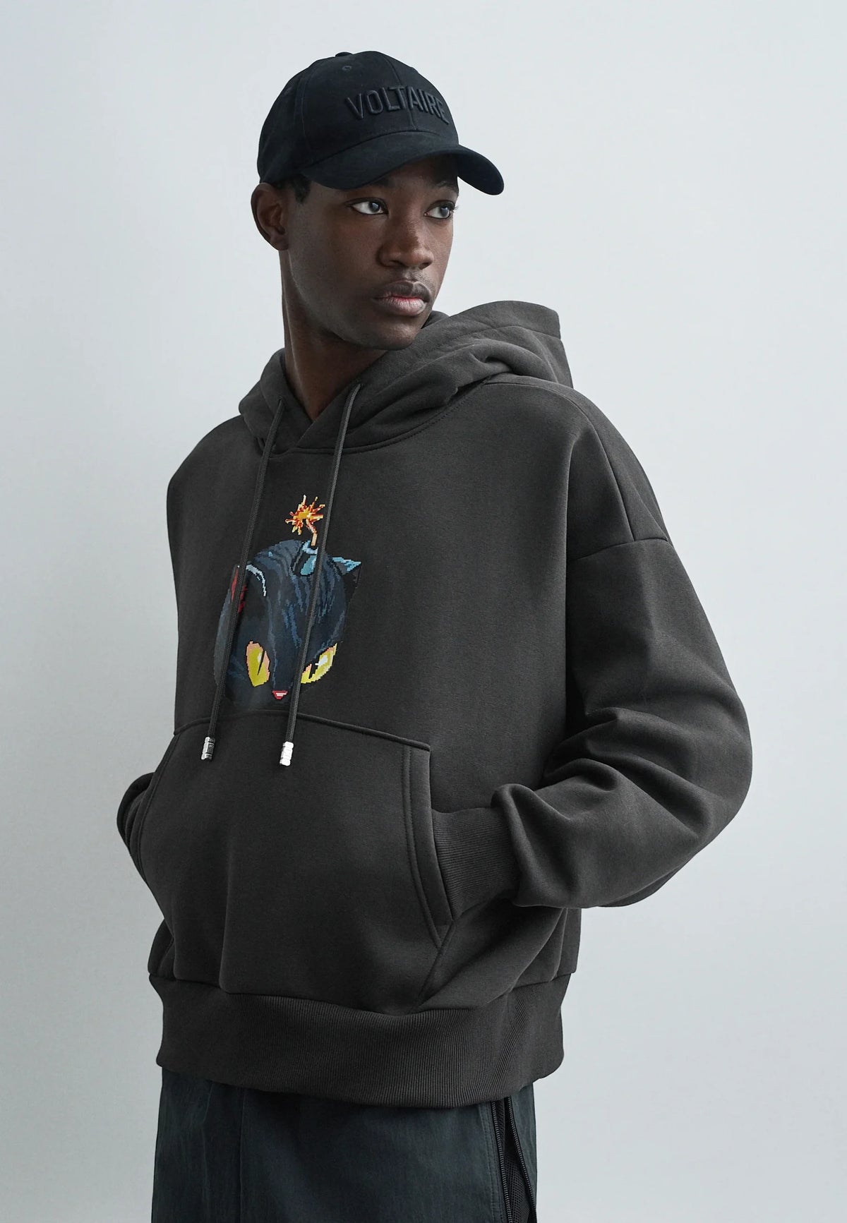 GCDS Kittho Pixel Printed Hoodie Grey