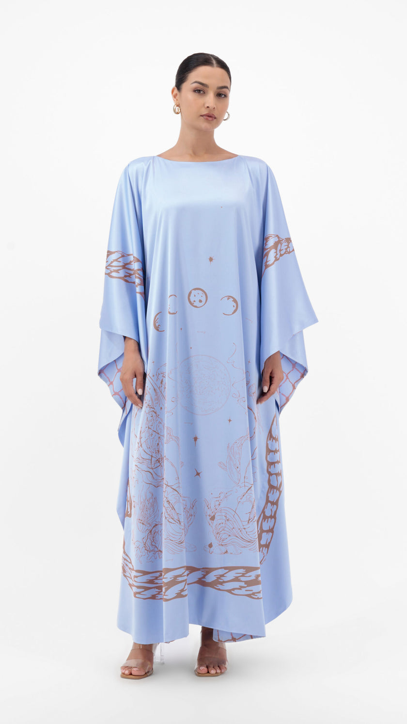En&Ay Scarf Style Printed dress misty blue