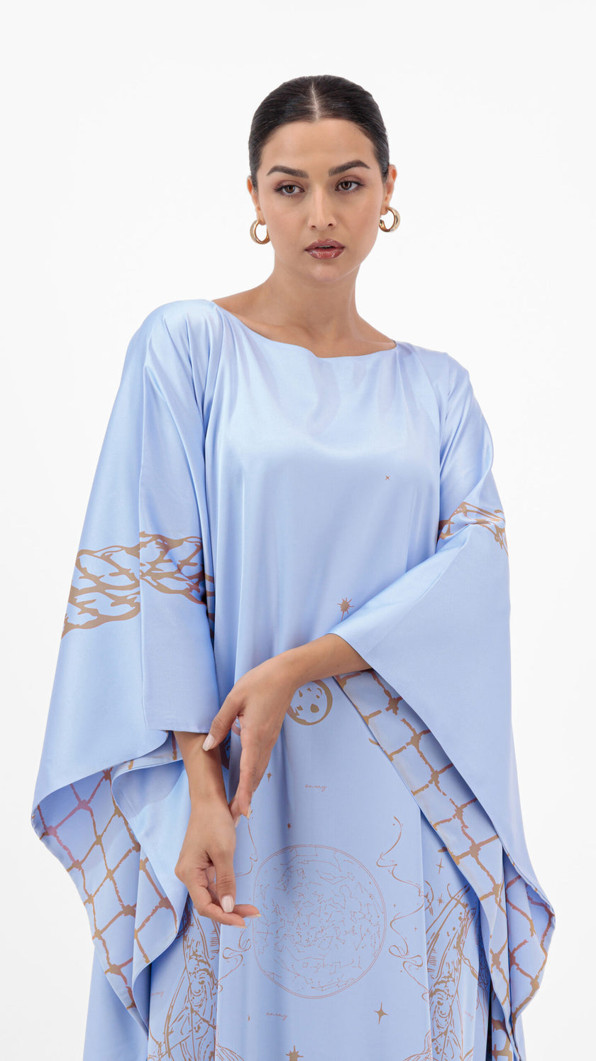 En&Ay Scarf Style Printed dress misty blue
