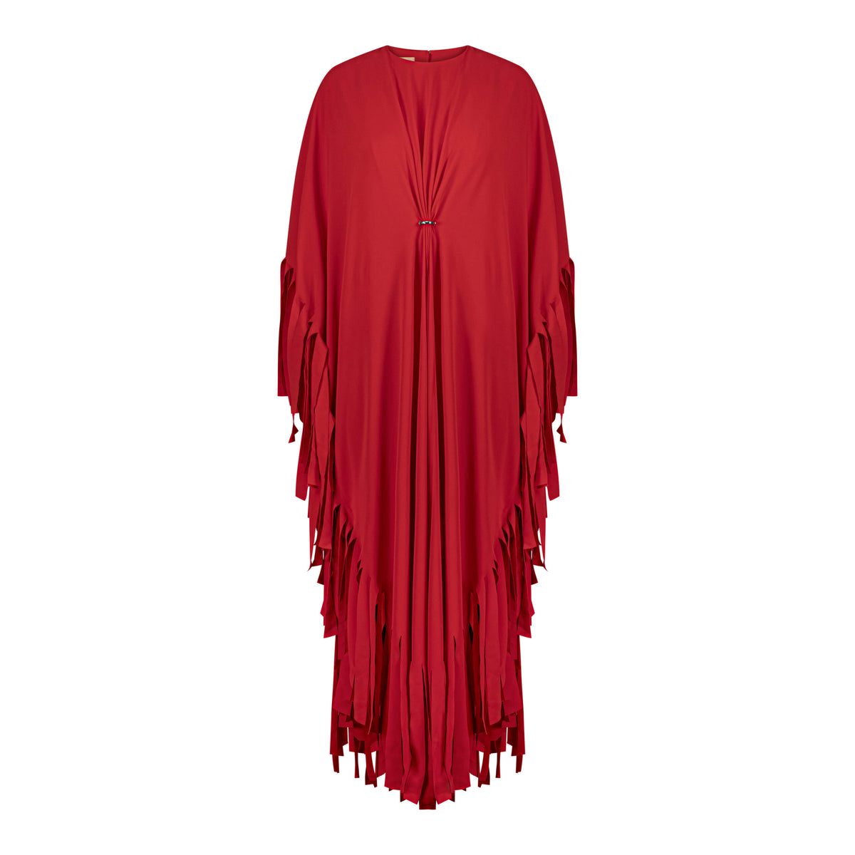 En&Ay Striped Fringe Dress Red