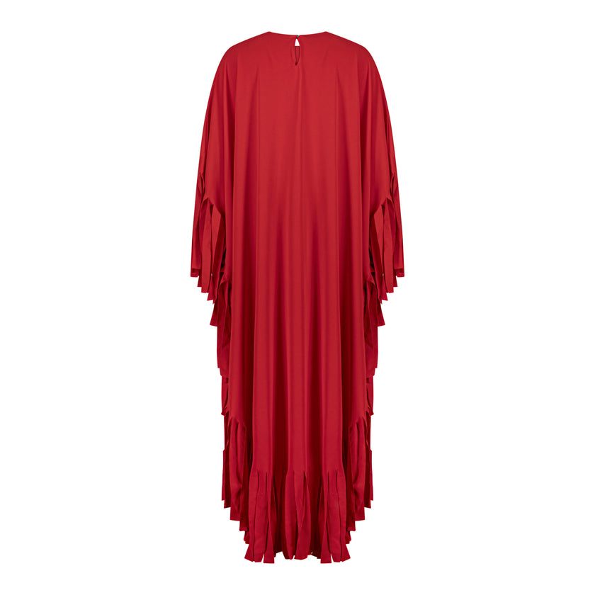 En&Ay Striped Fringe Dress Red