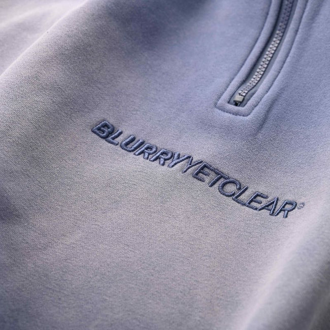Theblurry Washed blue quarter zip sweatshirt set